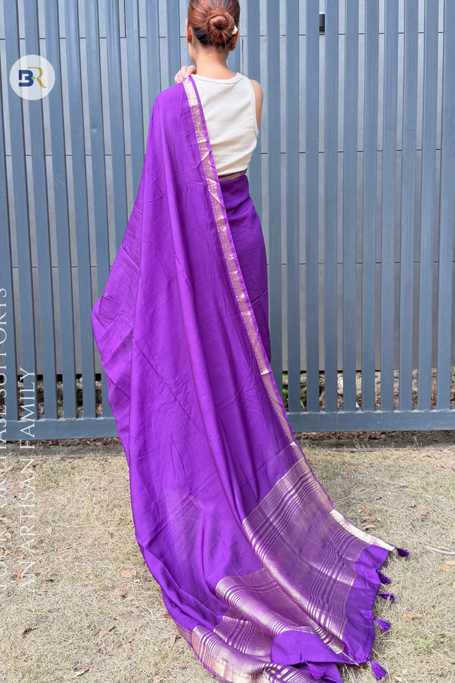 Kunj Bihari Purple Banarasi Saree