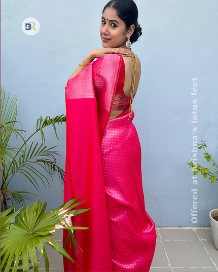 Nidhivan | Fuchsia Pink Kanjivaram Silk Saree