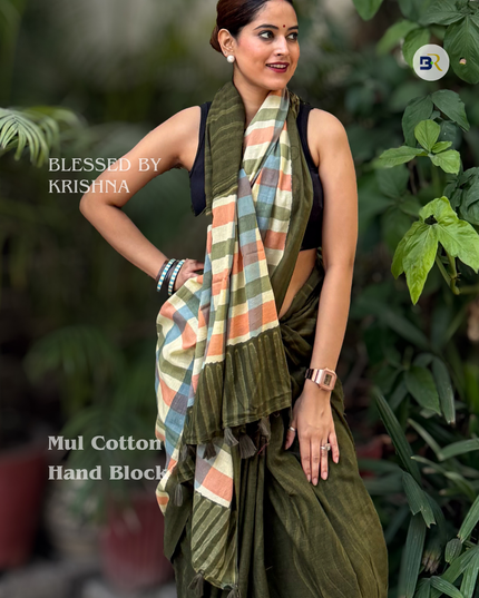 Krishna Bhadra Mul Cotton Saree