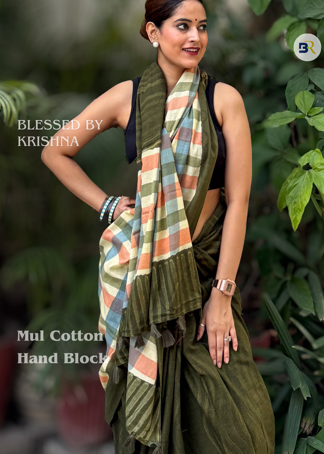 Krishna Bhadra Mul Cotton Saree