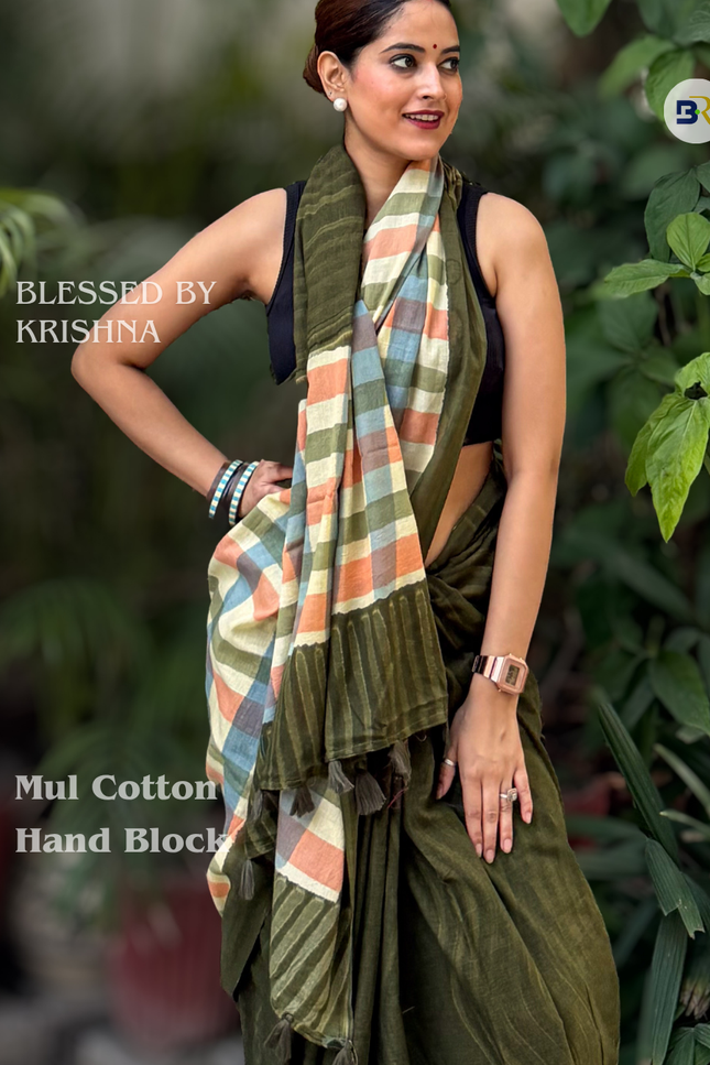 Krishna Bhadra Mul Cotton Saree