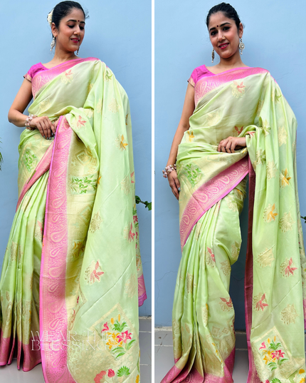 Madhuvana Green Banarasi Crepe Saree