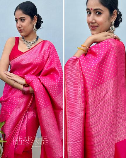 Nidhivan | Fuchsia Pink Kanjivaram Silk Saree