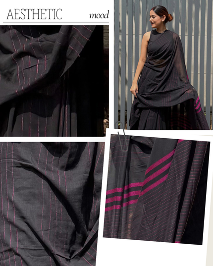 Radha Vallabh Black Handloom Saree