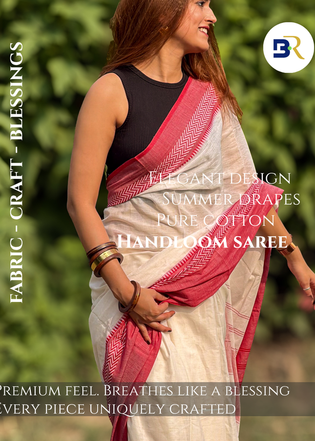 Radha Rang White Handloom Saree