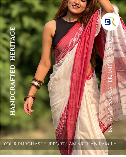 Radha Rang White Handloom Saree