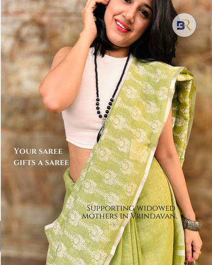 Raas Vihari – Pure Linen Embroidered Saree