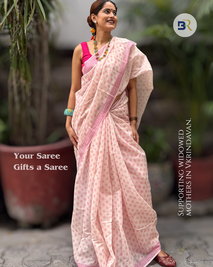 Mitravinda Krishna – Mul Chanderi Saree Kantha Border