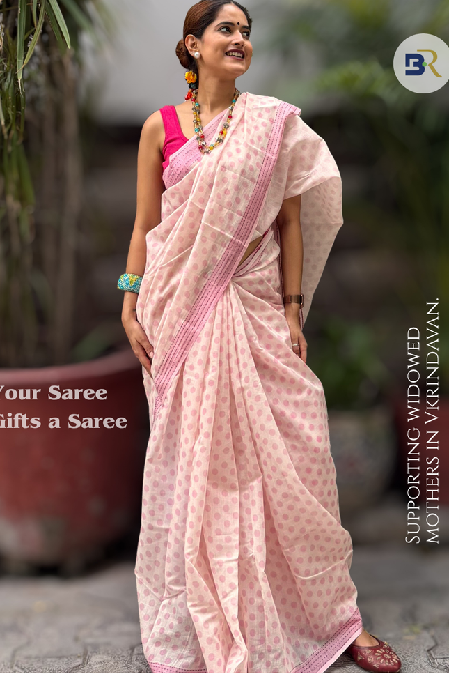 Mitravinda Krishna – Mul Chanderi Saree Kantha Border