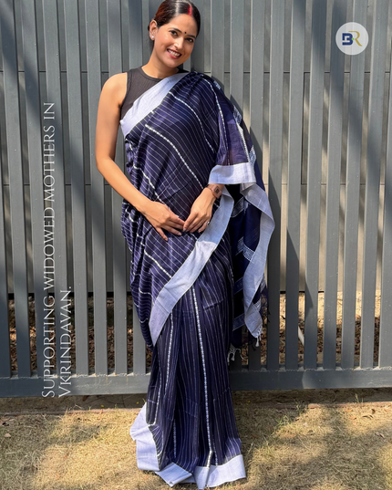 Radha Krishna Blue Handloom Saree