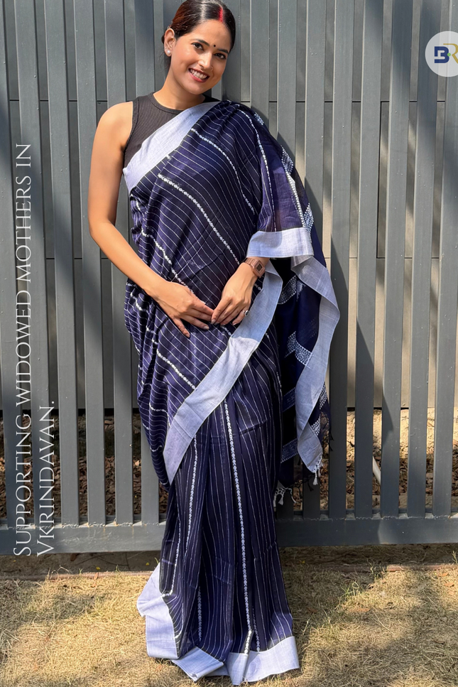 Radha Krishna Blue Handloom Saree