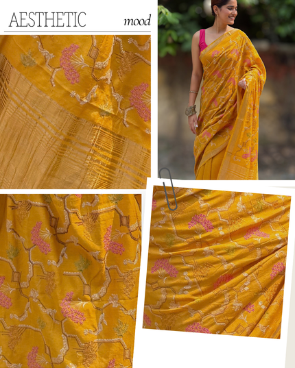 Peeli Pokhar Silk Embroidered Saree