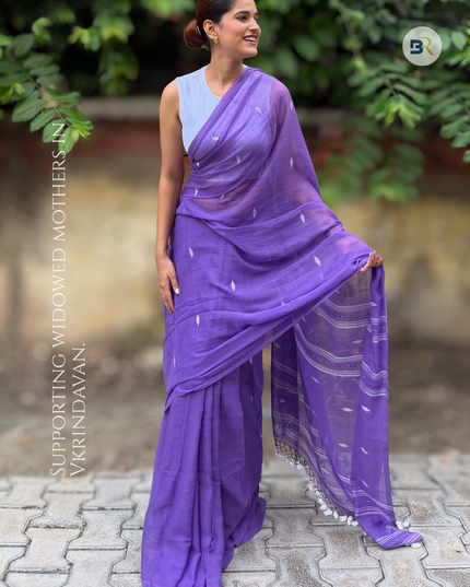 Radha Madhav Purple Handloom Saree