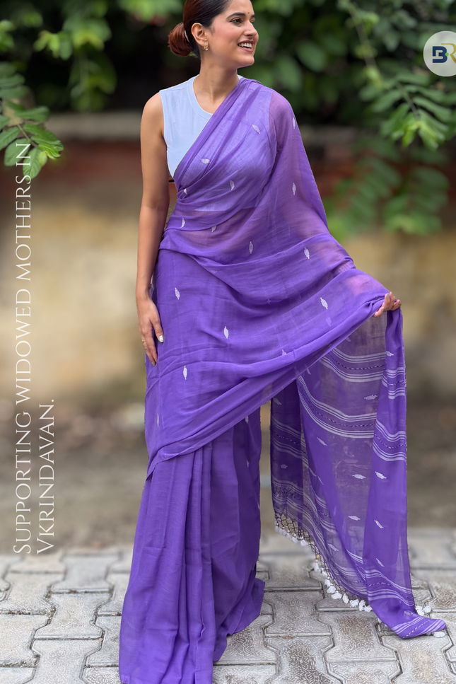 Radha Madhav Purple Handloom Saree