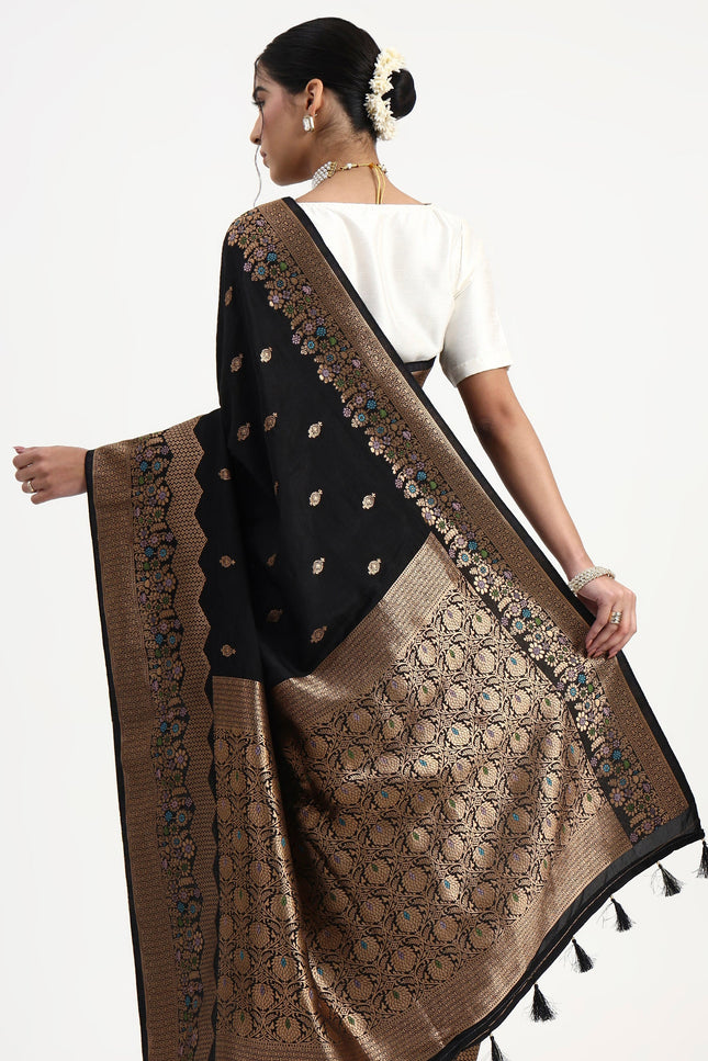 Timeless Grace Black Gold Banarasi Silk Saree