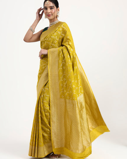Divine Radiance Golden Banarasi Saree