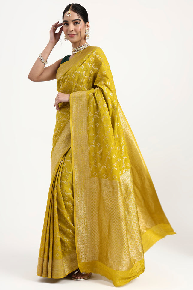 Divine Radiance Golden Banarasi Saree