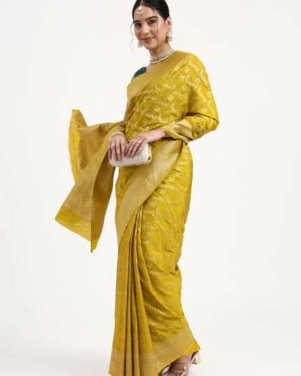 Divine Radiance Golden Banarasi Saree