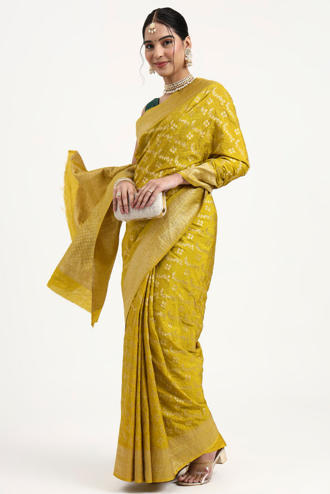 Divine Radiance Golden Banarasi Saree