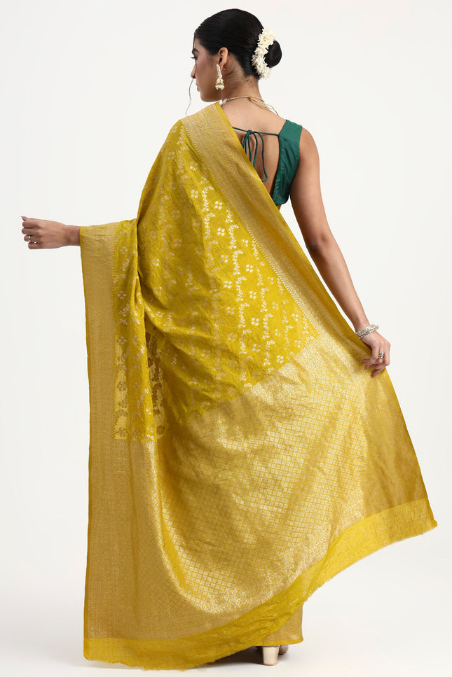 Divine Radiance Golden Banarasi Saree