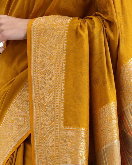 Artistic Grace Mustard Yellow Banarasi Silk Saree