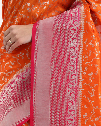 Vibrant Joy Orange Banarasi Saree