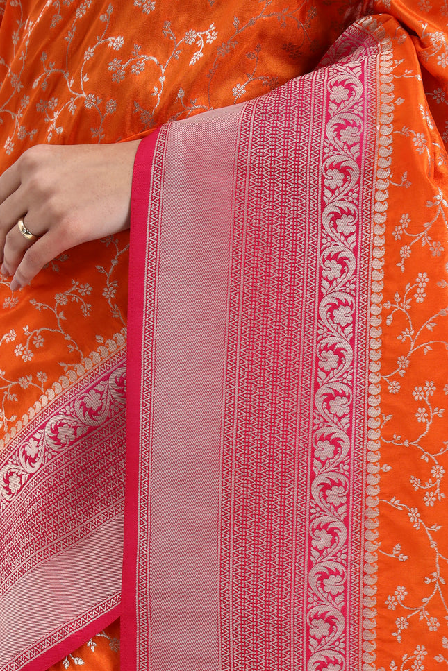 Vibrant Joy Orange Banarasi Saree
