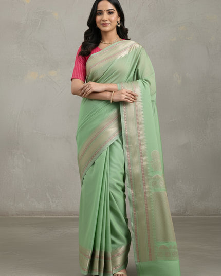 Nature's Grace Green Banarasi Saree