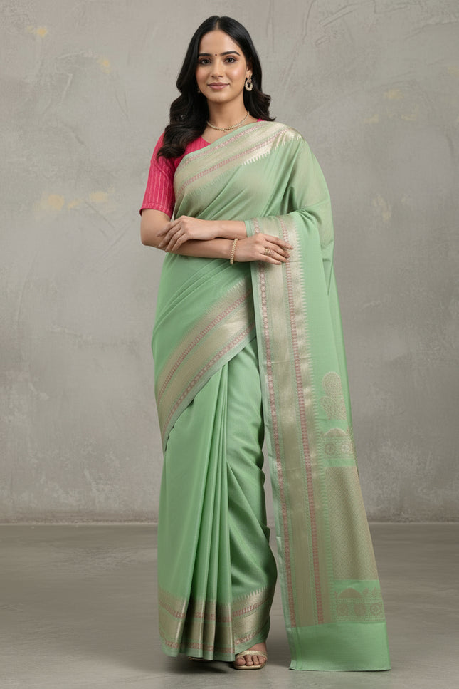 Nature's Grace Green Banarasi Saree