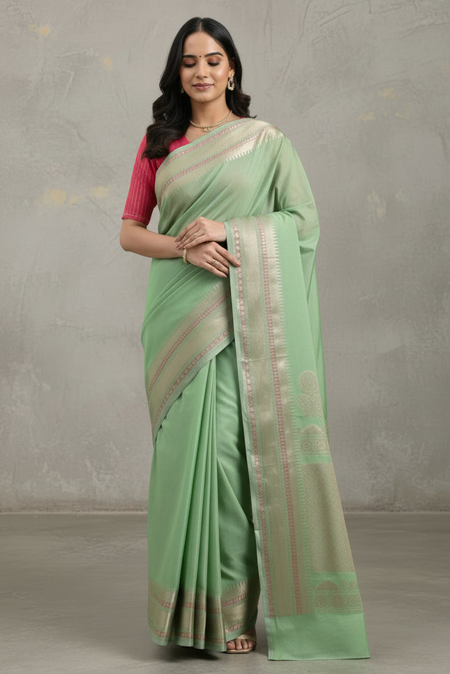 Nature's Grace Green Banarasi Saree