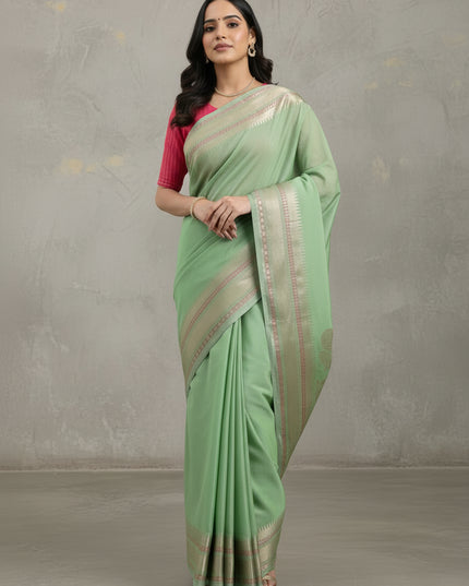 Nature's Grace Green Banarasi Saree