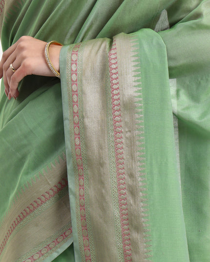 Nature's Grace Green Banarasi Saree
