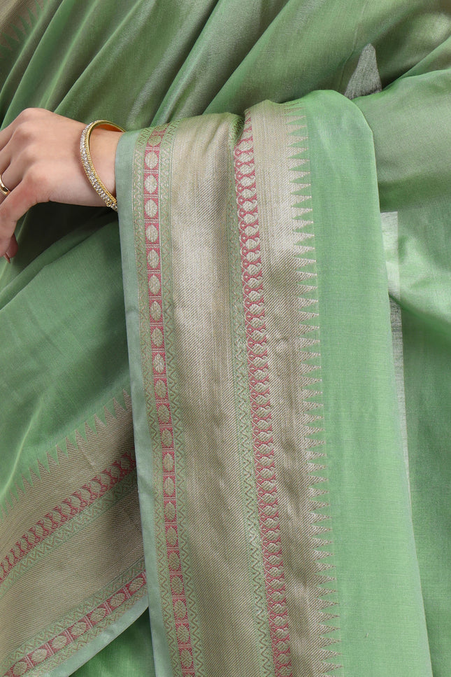 Nature's Grace Green Banarasi Saree