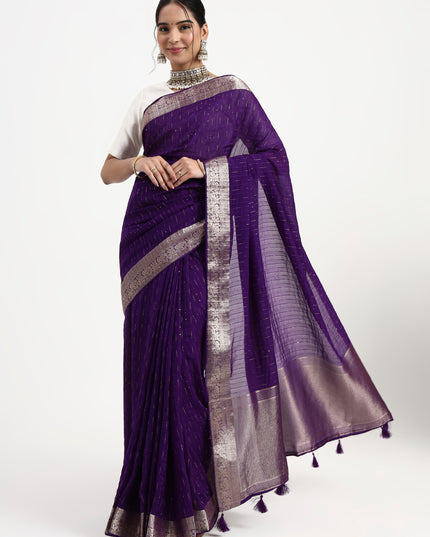 Royal Mystery Deep Purple Banarasi Saree