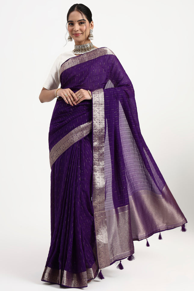 Royal Mystery Deep Purple Banarasi Saree