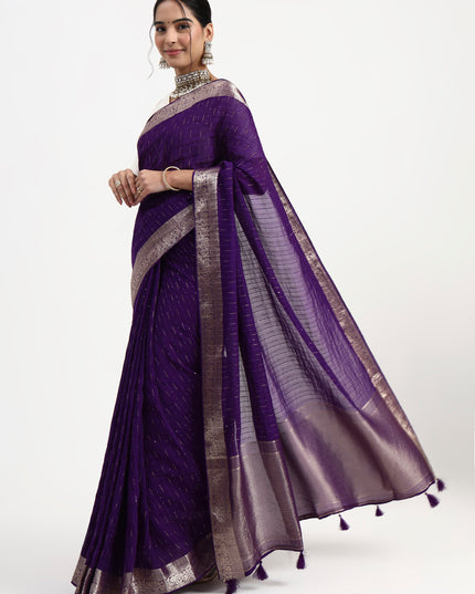 Royal Mystery Deep Purple Banarasi Saree