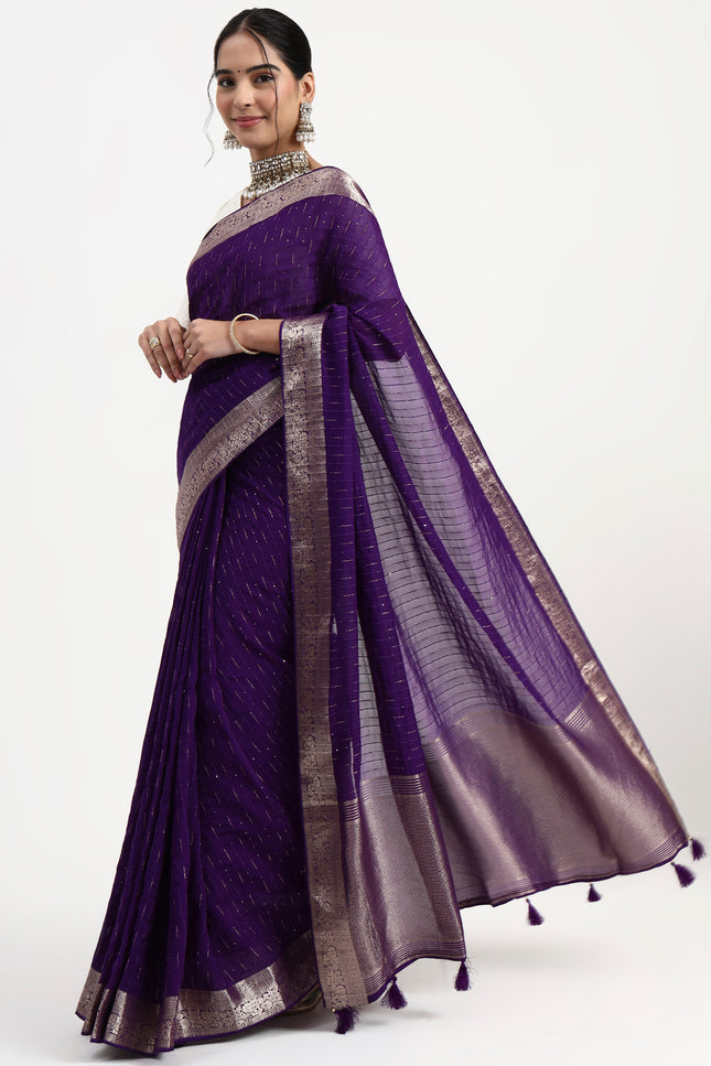 Royal Mystery Deep Purple Banarasi Saree