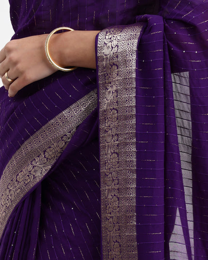 Royal Mystery Deep Purple Banarasi Saree