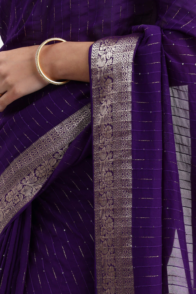 Royal Mystery Deep Purple Banarasi Saree