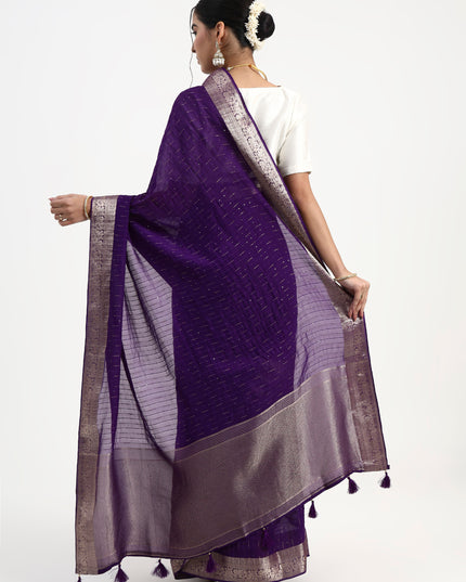 Royal Mystery Deep Purple Banarasi Saree
