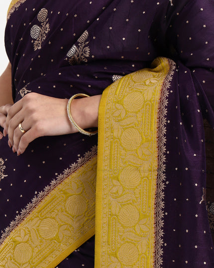 Regal Devotion Blue Gold Banarasi Saree