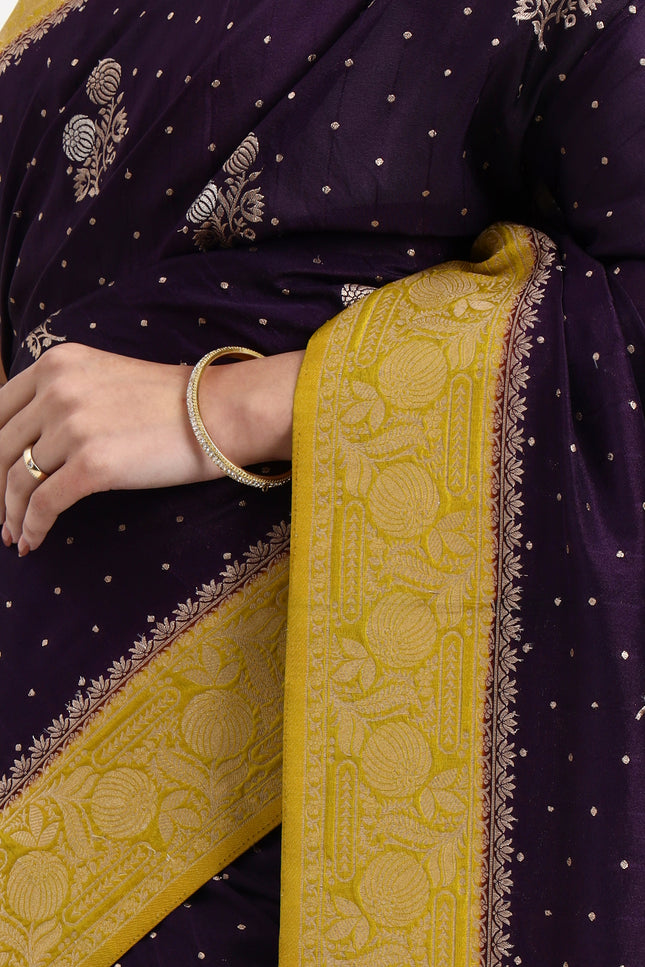 Regal Devotion Blue Gold Banarasi Saree