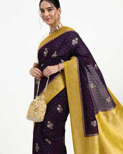 Regal Devotion Blue Gold Banarasi Saree