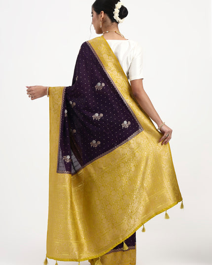 Regal Devotion Blue Gold Banarasi Saree