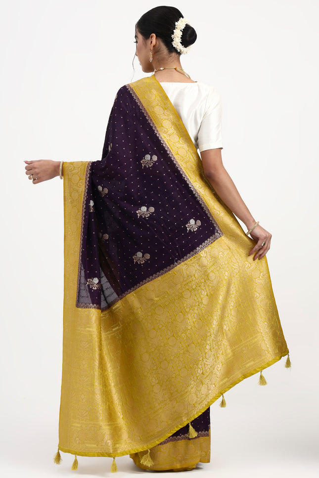 Regal Devotion Blue Gold Banarasi Saree